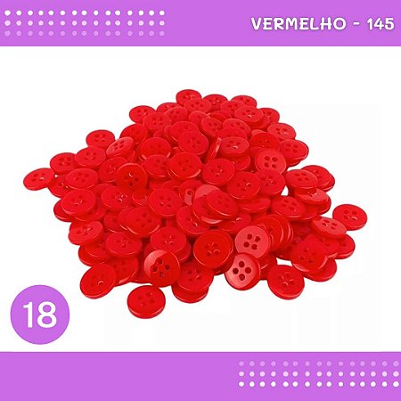 Botão de Camisaria 4 Furos 01485 Tam:18 - Pct c/144 Unid. Cor:VERMELHO-145