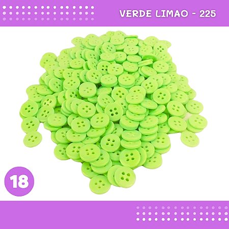 Botão de Camisaria 4 Furos 01485 Tam:18 - Pct c/144 Unid. Cor:VERDE-LIMAO-225