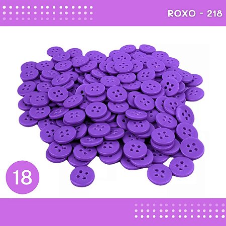 Botão de Camisaria 4 Furos 01485 Tam:18 - Pct c/144 Unid. Cor:ROXO-218