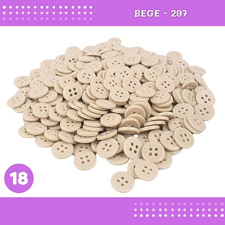 Botão de Camisaria 4 Furos 01485 Tam:18 - Pct c/144 Unid. Cor:BEGE-297