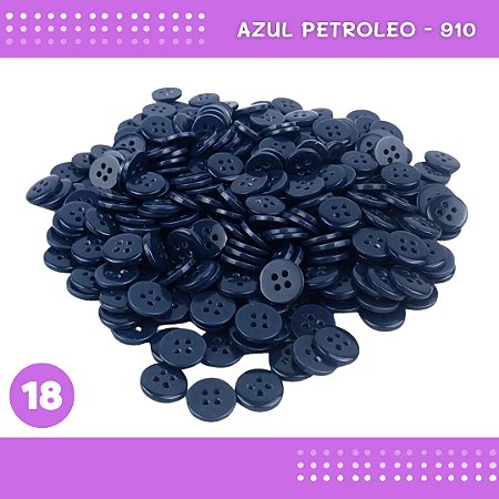 Botão de Camisaria 4 Furos 01485 Tam:18 - Pct c/144 Unid. Cor:AZUL-PETROLEO-910