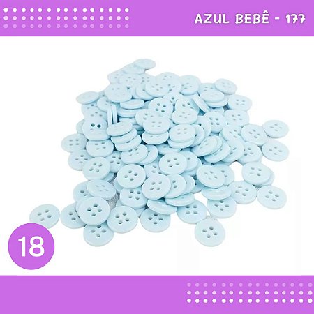 Botão de Camisaria 4 Furos 01485 Tam:18 - Pct c/144 Unid. Cor:AZUL-BEBE-177