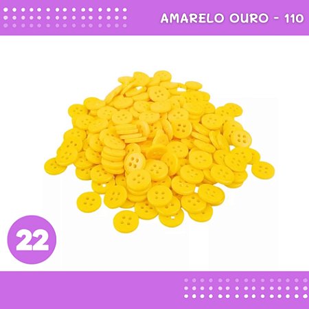 Botão De Camisaria 4 Furos 01485 Tam:22 - Pct C/ 144 Unid. Cor:AMARELO-OURO-110
