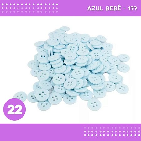 Botão De Camisaria 4 Furos 01485 Tam:22 - Pct C/ 144 Unid. Cor:AZUL-BEBE-177