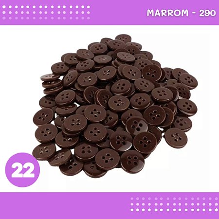 Botão De Camisaria 4 Furos 01485 Tam:22 - Pct C/ 144 Unid. Cor:MARROM-290