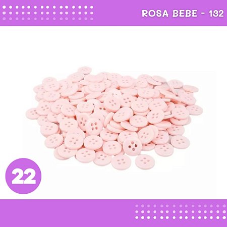 Botão De Camisaria 4 Furos 01485 Tam:22 - Pct C/ 144 Unid. Cor:ROSA-BEBE-132