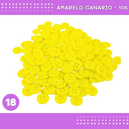 Botão de Camisaria 4 Furos 01485 Tam:18 - Pct c/144 Unid. Cor:AMARELO-CANARIO-106
