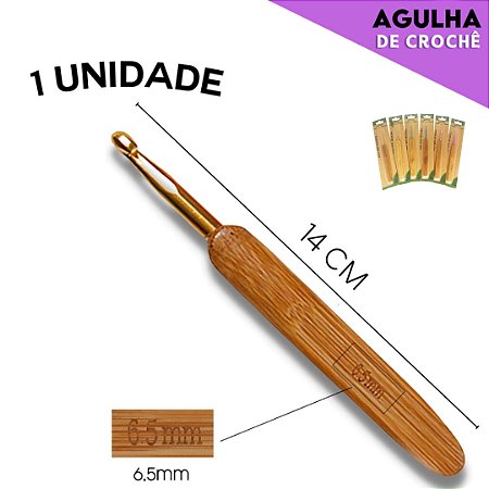 Agulha de Crochê Cabo de Madeira Anatômico - Cartela C/1 Unid. Tam:6.5MM