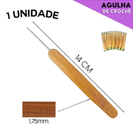 Agulha de Crochê Cabo de Madeira Anatômico - Cartela C/1 Unid. Tam:1.75MM