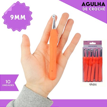 Agulha de Crochê Soft Cabo Emborrachado - Pct C/10 Unid. Tam:9.0MM