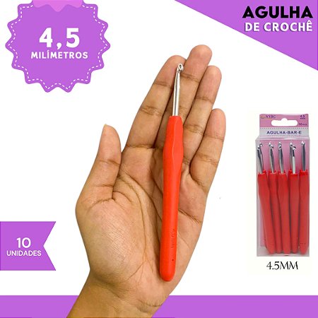 Agulha de Crochê Soft Cabo Emborrachado - Pct C/10 Unid. Tam:4.5MM