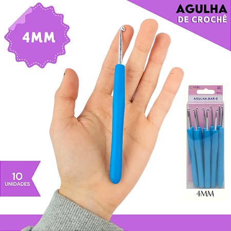 Agulha de Crochê Soft Cabo Emborrachado - Pct C/10 Unid. Tam:4.0MM