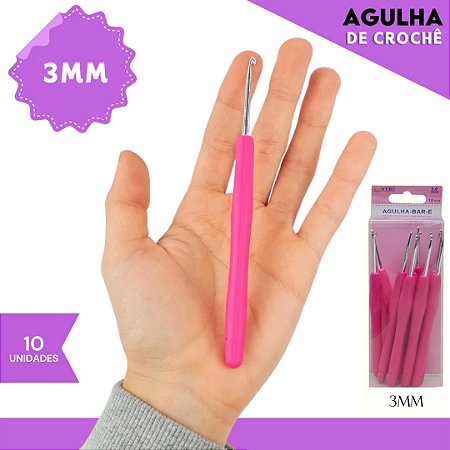 Agulha de Crochê Soft Cabo Emborrachado - Pct C/10 Unid. Tam:3.0MM