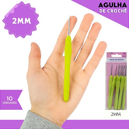 Agulha de Crochê Soft Cabo Emborrachado - Pct C/10 Unid. Tam:2.0MM