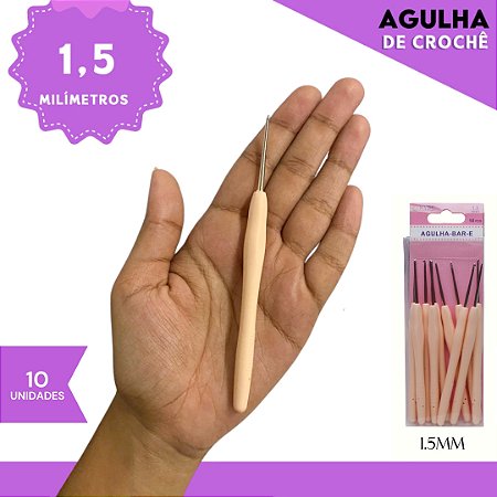 Agulha de Crochê Soft Cabo Emborrachado - Pct C/10 Unid. Tam:1.5MM