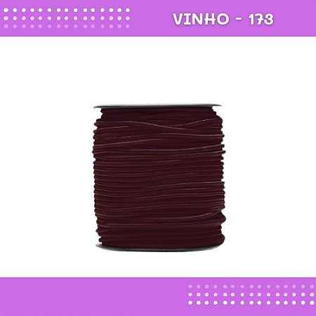 Elástico Roliço P/Costura E Artesanato 2.2mm - Rolo C/50 Mts Cor:Vinho-173