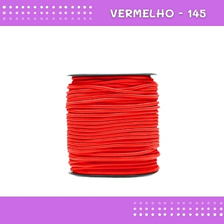 Elástico Roliço P/Costura E Artesanato 2.2mm - Rolo C/50 Mts Cor:Vermelho-145