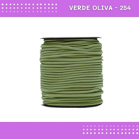 Elástico Roliço P/Costura E Artesanato 2.2mm - Rolo C/50 Mts Cor:Verde-Oliva-254