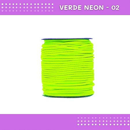 Elástico Roliço P/Costura E Artesanato 2.2mm - Rolo C/50 Mts Cor:Verde-Neon-02