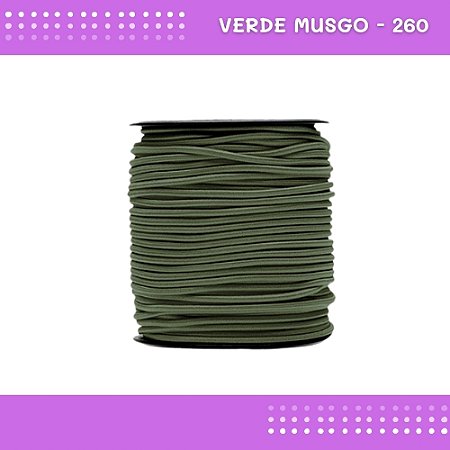 Elástico Roliço P/Costura E Artesanato 2.2mm - Rolo C/50 Mts Cor:Verde-Musgo-260