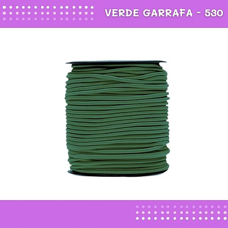 Elástico Roliço P/Costura E Artesanato 2.2mm - Rolo C/50 Mts Cor:Verde-Garrafa-530