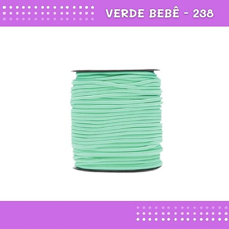Elástico Roliço P/Costura E Artesanato 2.2mm - Rolo C/50 Mts Cor:Verde-Bebe-238