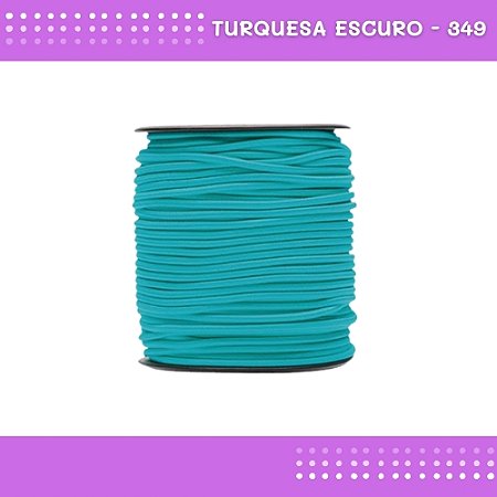 Elástico Roliço P/Costura E Artesanato 2.2mm - Rolo C/50 Mts Cor:Turquesa-Escuro-349
