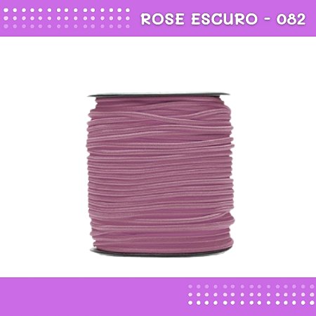 Elástico Roliço P/Costura E Artesanato 2.2mm - Rolo C/50 Mts Cor:Rose-Escuro-082