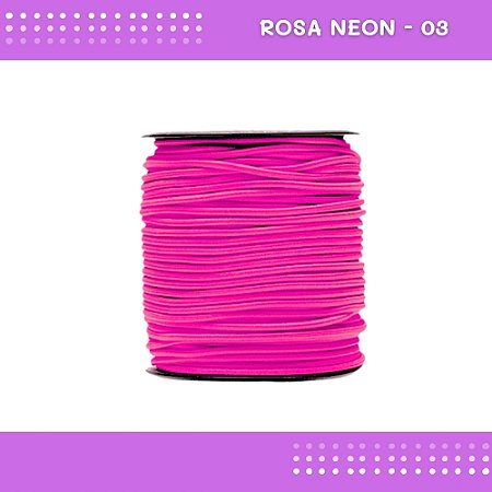 Elástico Roliço P/Costura E Artesanato 2.2mm - Rolo C/50 Mts Cor:Rosa-Neon-03