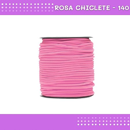Elástico Roliço P/Costura E Artesanato 2.2mm - Rolo C/50 Mts Cor:Rosa-Chiclete-140