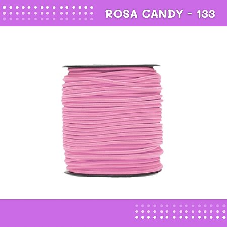 Elástico Roliço P/Costura E Artesanato 2.2mm - Rolo C/50 Mts Cor:Rosa-Candy-133