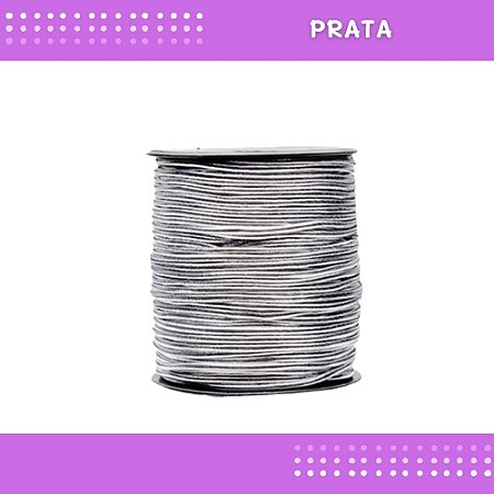 Elástico Roliço P/Costura E Artesanato 2.2mm - Rolo C/50 Mts Cor:Prata