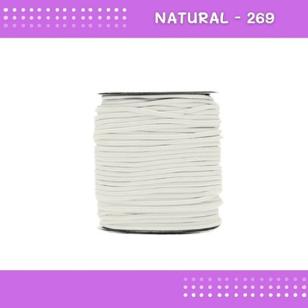 Elástico Roliço P/Costura E Artesanato 2.2mm - Rolo C/50 Mts Cor:Natural-296