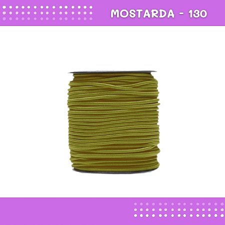 Elástico Roliço P/Costura E Artesanato 2.2mm - Rolo C/50 Mts Cor:Mostarda-130