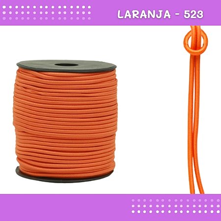 Elástico Roliço P/Costura E Artesanato 2.2mm - Rolo C/50 Mts Cor:Laranja-523