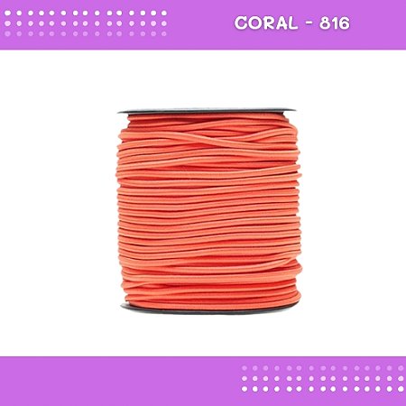 Elástico Roliço P/Costura E Artesanato 2.2mm - Rolo C/50 Mts Cor:Coral-816