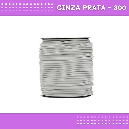 Elástico Roliço P/Costura E Artesanato 2.2mm - Rolo C/50 Mts Cor:Cinza-Prata-300