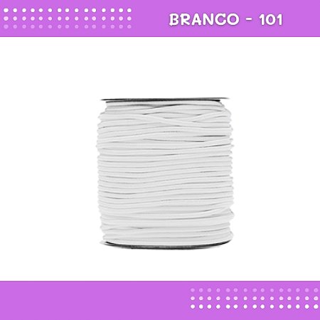 Elástico Roliço P/Costura E Artesanato 2.2mm - Rolo C/50 Mts Cor:Branco-101