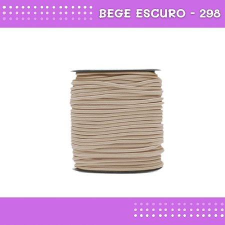 Elástico Roliço P/Costura E Artesanato 2.2mm - Rolo C/50 Mts Cor:Bege-Escuro-298