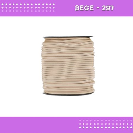 Elástico Roliço P/Costura E Artesanato 2.2mm - Rolo C/50 Mts Cor:Bege-297