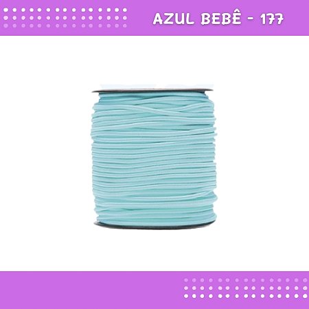 Elástico Roliço P/Costura E Artesanato 2.2mm - Rolo C/50 Mts Cor:Azul-Bebe-177