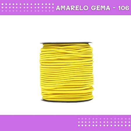 Elástico Roliço P/Costura E Artesanato 2.2mm - Rolo C/50 Mts Cor:Amarelo-Canario-106
