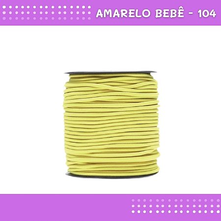 Elástico Roliço P/Costura E Artesanato 2.2mm - Rolo C/50 Mts Cor:Amarelo-Bebe-104