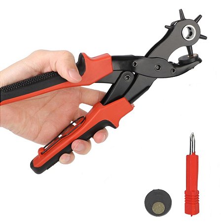 Alicate Perfurador P/Couro e Artesanato  C/ 6 Medidas - Profissional