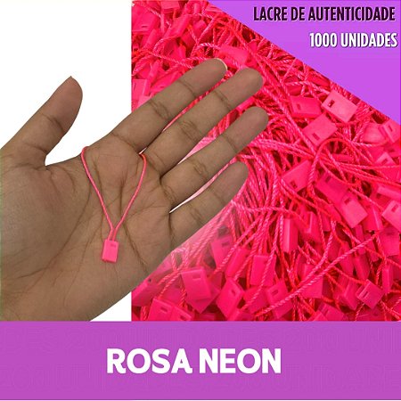 1000 Lacre de Autenticidade Inviolável - 18cm - P/Tag Cor:ROSA-NEON-03