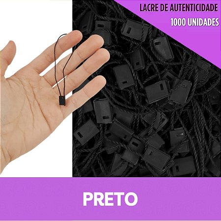 1000 Lacre de Autenticidade Inviolável - 18cm - P/Tag Cor:PRETO-310