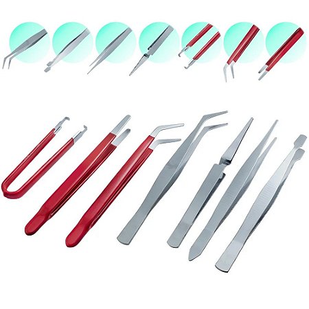 Kit 7 Pinças Artesanato Eletrônica Costura Profissional Ref: CL-04