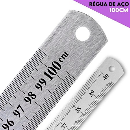 Regua de Aço Metal Inox Dupla Face - 100cm - Artesanato e Patchwork
