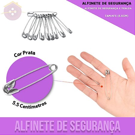 Alfinete De Segurança e Fralda - Prata - Blister C/50 Unid. TAM:Nº5 (5.5cm)