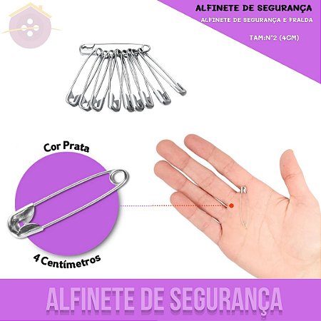 Alfinete De Segurança e Fralda - Prata - Blister C/100 Unid. TAM:Nº2 (4cm)